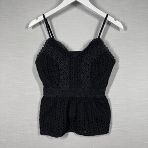 Jopra Top Womens Large Black Lace Romantic Crop Whimsygoth Coquette Cottage